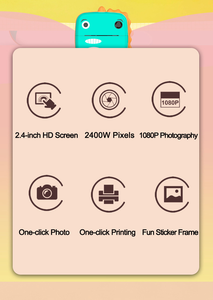 2024 cartone animato unicorno piccolo dinosauro per bambini carino doppia fotocamera Mini foto istantanea in bianco e nero stampa bambini foto giocattolo - Product Image 6