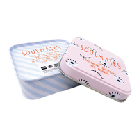 Boîte en métal carrée rose poudré vide avec couvercle pour cartes de questions, rangement de cadeaux, vente en gros directe d'usine en vrac