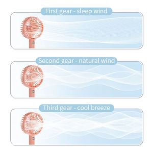 Mini ventilateur de poche portable mignon, petit, blanc, en plastique, avec base, rechargeable par USB, style dessin animé - Product Image 4