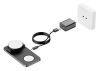 3-en-1 Slim Portable 15W Station de charge rapide pliable magnétique QC3.0 chargeur sans fil pour téléphone intelligent montre écouteur 9V/2A