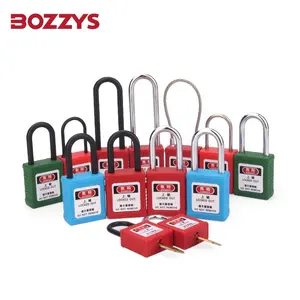 BOZZYS Red Nylon Body Lockout Tagout Safety gembok dengan isi informasi penting seperti nama manajer di belakang