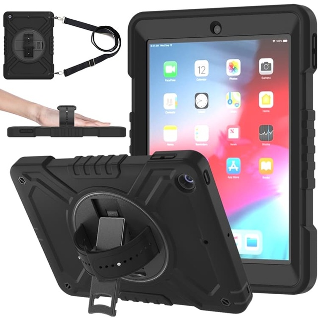 KELUJI Shoulder Hand Strap Anti-Shock Silicone Soft 360 Degree Rotating Disc Tablet Case Shuowei Tab A9 Plus 11 Inch 27x22