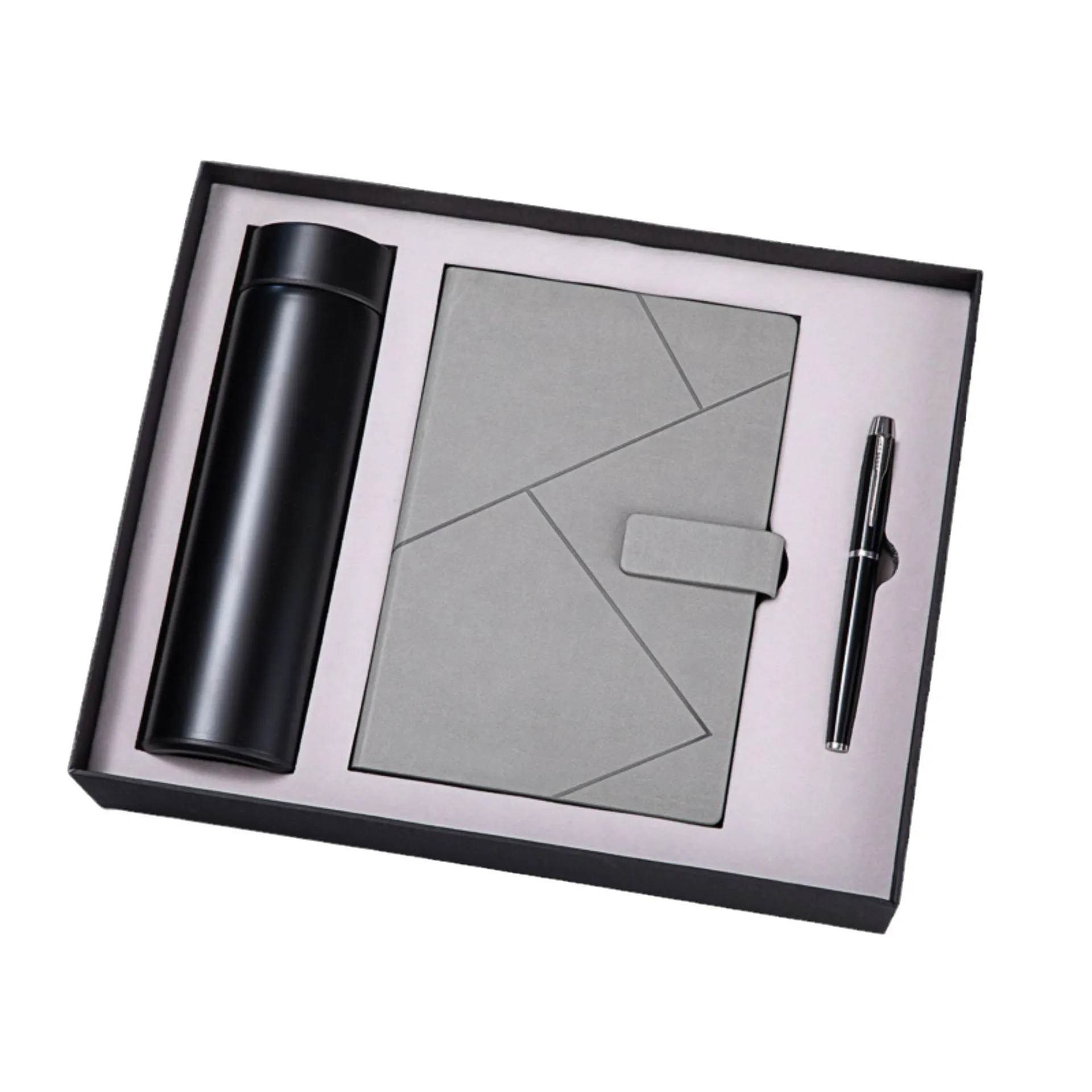 Deluxe Business Gift Set for Employee Thermos Flask Leather A5 Notebook Diary Pen Promotional Box Set valentine's day