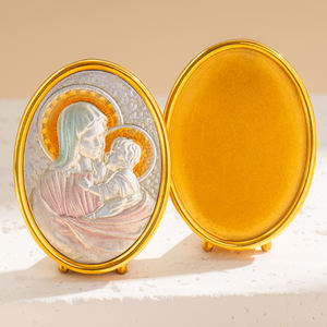 GIVELUCK Virgen María Adorno religioso Pequeño soporte de exhibición de acero inoxidable Núcleo de cobre blanco Adorno cristiano Knick-Knacks - Product Image 1