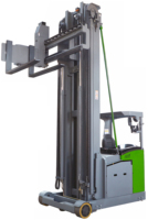 Chariot élévateur à fourche étroit MOVMES VNA 1,5t avec batterie lithium-ion 48V, déplaceur latéral hydraulique, portée 3 directions, levée 12m, pour petits travaux