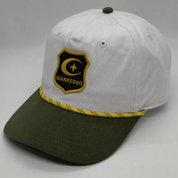 Topi Baseball Snapback Vintage Sporty Dua Warna Argyle Bernapas Tahan Air Putih Crown Olive Brim Cotton Rope Shield