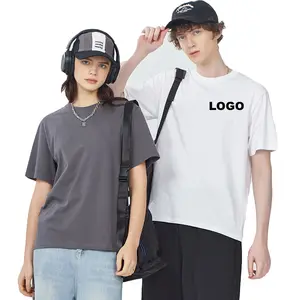 T-Shirt bianca nera stampata Unisex produttore Oversize con collo rotondo a manica corta bianca