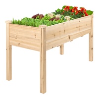 Jardinière de jardin surélevée classique en bois massif avec doublure pour plantes pour la maison et la plantation de légumes