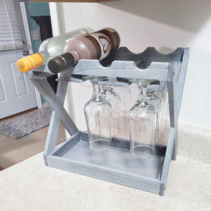 Estante para Vino y Copas <span class=keywords><strong>de</strong></span> Madera Maciza Rústica Marrón Oscuro, Bandeja <span class=keywords><strong>de</strong></span> Almacenamiento <span class=keywords><strong>de</strong></span> Corcho, Soporte para Botellas <span class=keywords><strong>de</strong></span> Vino, Organizador <span class=keywords><strong>de</strong></span> Tapones para Botellas - Product Image 3