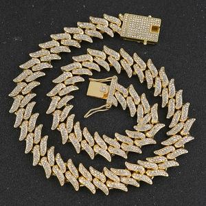 Collier ras du cou pour homme style hip-hop avec zircon et pierres en verre, chaîne cubaine de haute qualité entièrement sertie de pierres, bijoux pour homme - Product Image 6