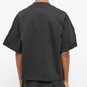 เสื้อยืดโอเวอร์ไซส์ทรงวินเทจ ดีไซน์เท่ห์ สำหรับผู้ชาย ผ้าคอตตอนคุณภาพสูง หนัก 310 กรัม สีดำล้วน - Product Image 2
