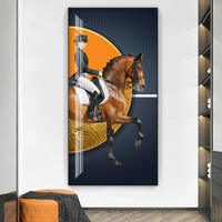 Impression sur toile de cheval au galop, design de luxe, décoration intérieure, art mural pour salon, peinture numérique sur porcelaine cristalline