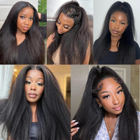 Extensions de cheveux synthétiques tressées au crochet, style Yaki Straight et Kinky Straight, perruque noire naturelle