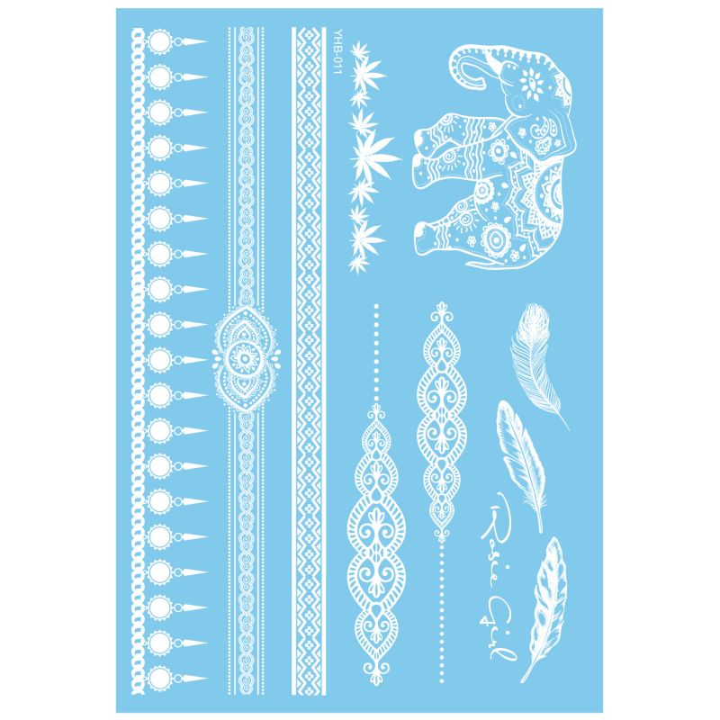 Черно-белая кружевная тату-наклейка, водостойкая Женская тату-наклейка хной, стойкая Сексуальная индивидуальная наклейка для татуировки груди