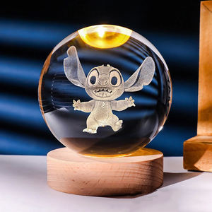 Bollamp Met Houten Basis Universum Verlichting Voor Kamer <span class=keywords><strong>3d</strong></span> Kristallen Bol Nachtlampje - Product Image 2