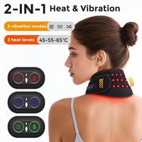 Kabelloses Rotlichttherapie-Pad für den Nacken mit Wärme und Vibration, Kristallvelours Schwarz, 6-Stufen-Temperaturregelung, 660nm 850nm Massage