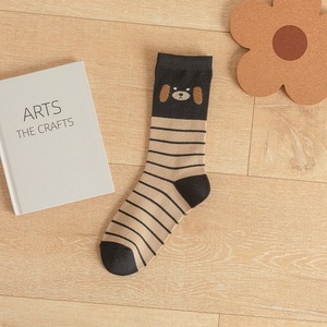 <b>Brown</b> Bear Pattern Striped Cotton <b>Socks</b> Women Mid Calf Ins Trendy Versatile <b>Socks</b> Wholesale - Product Image 6