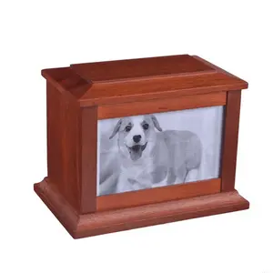 Holz-Haustier-Urne für Hunde und Katzen mit Gravur als Andenken Foto-Gedenkbox aus Holz direkter Werkslieferung