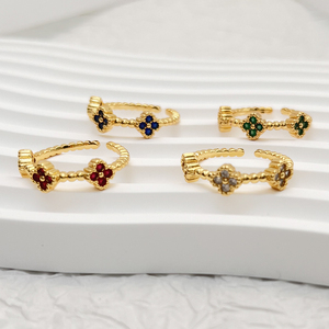 Alla moda oro placcato gemma di gioielli di colore brillante zircone cubico decorato a forma di cuore regolabile anelli per le donne - Product Image 1