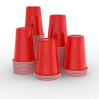 Gobelets de fête jetables en plastique rouge Hongda HD-500 avec logo personnalisé et design bicolore