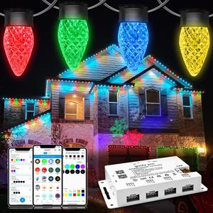 Commercial Grade <strong>C9</strong> Christmas <strong>Lights</strong> 12V Low Voltage RGBW IP68 <strong>LED</strong> Bulbs <strong>String</strong> <strong>Light</strong> for Permanent Outdoor Holiday Lighting - Product Image 1