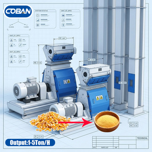 เครื่องบดแบบหยดน้ำ CE สำหรับข้าวโพด ถั่วเหลือง แป้งถั่วเหลือง วัตถุดิบข้าวโพด ข้าวสาลี เครื่องบดสำหรับสายการผลิตอาหารสัตว์ครบวงจร/โรงสีแป้งในฟาร์ม - Product Image 1