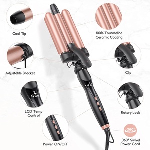 <span class=keywords><strong>Rizador</strong></span> de Pelo Profesional de 3 Barras con Rotación Profunda, Máquina para Rizar, Ondular y Crimpar el Cabello - Product Image 3