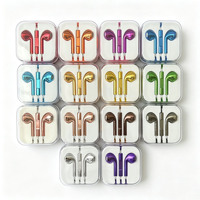 Earphone berkabel 3.5mm warna elektroplating baru dengan kontrol suara dan mikrofon, earphone olahraga dalam telinga untuk musik