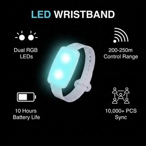Bracelet LED à <span class=keywords><strong>t</strong></span>élécommande avec logo personnalisé, programmable RGB, pour concerts, événements sportifs, éclairage de foule - Product Image 2