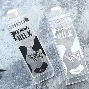 Hittebestendig Cup Transparante Creatieve Carton Leuke Vierkante Melk Mok Kids Warm Water Fles Met Custom Logo