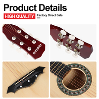 HEBIKUO 38C Factory Professional Wholesale 38 Inch Acoustic Guitar- 6-string Guitar for Beginner-popular Stringed Instruments
