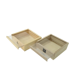 Organizador de almacenamiento de pino personalizado, contenedor artesanal, tapa deslizante transparente sin terminar, caja de regalo de madera para dulces, comida y té, vela