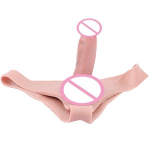 FAAK Silicone Penis Extender Pants Realistic Hollow <b>Dildo</b> Reusable Condom Penis Enlargement Extension Delay Ejaculation - Product Image 5