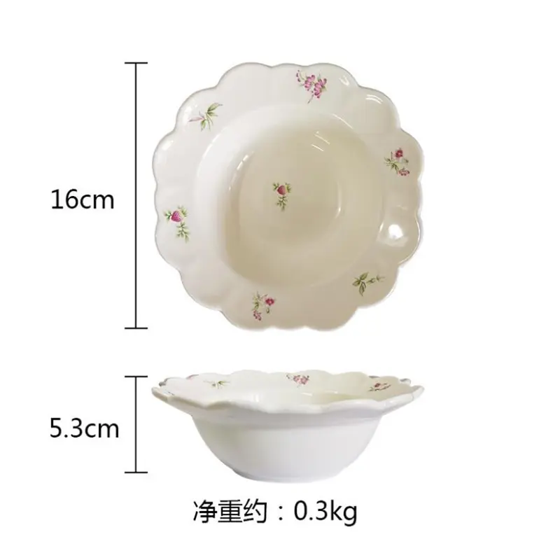 Juego de vajilla de cerámica con flor, plato de porcelana personalizado de hueso, China