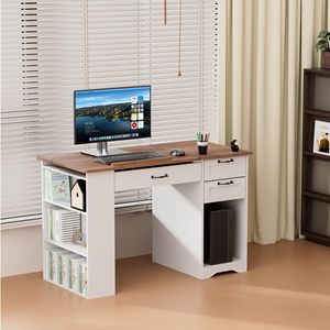 Mesa de Dibujo Ajustable SENYU con Gabinete de Almacenamiento, Cajones y 3 Estantes Abiertos, Escritorio Blanco para Arte, Manualidades y Pintura para Oficina en Casa - Product Image 6