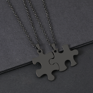 Pendentif puzzle personnalisable unisexe en acier inoxydable plaqué or 18 carats, cadeau unique pour couple, chaîne commémorative - Product Image 3