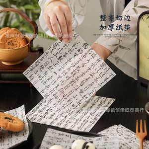 กระดาษพาร์เชิ้นท์ลายอักษรวิจิตร 18x18 ซม. เกรดอาหาร ป้องกันน้ำมัน สำหรับบรรจุภัณฑ์เบเกอรี่ ชีสเค้ก แซนวิช เบอร์เกอร์ แบบใช้แล้วทิ้ง - Product Image 2