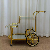 Chariot à vin et à boissons de luxe, robuste et de qualité supérieure, doré, pour hôtels, restaurants, bars, usage domestique, desserts, événements commerciaux, fêtes et mariages