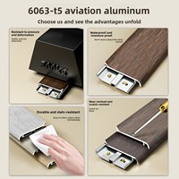 Profilé de plinthe en aluminium à grain de bois par transfert thermique, ultra-mince, à clipser, pour moulures murales de luxe