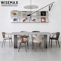 Meubles WISEMAX, style industriel, meubles de salle à manger, table à dîner minimaliste en acier inoxydable, table rectangulaire pour la maison, la villa
