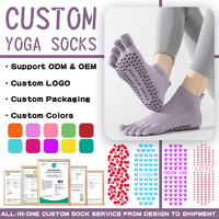 Chaussettes de yoga antidérapantes à 5 doigts personnalisées de haute qualité pour femmes, tricotées, avec détail de revers, séchage rapide et respirantes, idéales pour l'été