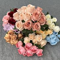 Arreglos de 9 Capullos de Rosa de Seda Artificial para Decoración de Sala de Estar, Centros de Mesa para Pasillo de Boda, Fondo Floral