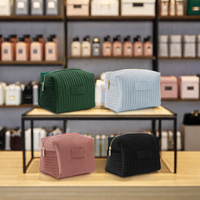 Trousse de Toilette en Velours de Luxe à Fermeture Éclair, 4 Couleurs, Pochette Cosmétique de Voyage, Livraison Rapide, Logo Personnalisé, Sac Fourre-Tout Beauté Promotionnel