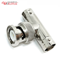 Adaptateur coaxial en laiton massif de type T, BNC mâle vers double BNC femelle, 3 voies, connecteur BNC 50 ohms pour câble coaxial, antenne CCTV