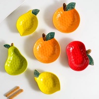 Schattig gepigmenteerd fruitvormig keramisch bordje, wegwerpbaar snackbordje voor feestjes, hotpot en sauzen serveren