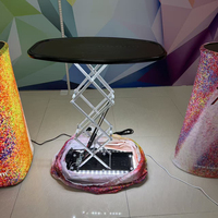 Comptoir d'exposition portable pliable de taille moyenne, table en tissu tendu, ovale incurvé, présentoir pop pour salon professionnel, éclairage LED