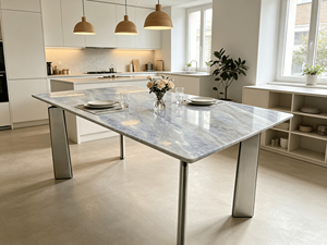 Table à manger rectangulaire moderne en quartzite bleu cristal naturel de luxe, table à manger en marbre bleu sodalite pour villa, maison, hôtel - Product Image 4