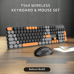 Nouvel ensemble clavier et souris sans fil rétro coloré T968 2025 – Kit souris et clavier sans fil 2.4G, couleurs punk assorties, excellent choix - Product Image 2