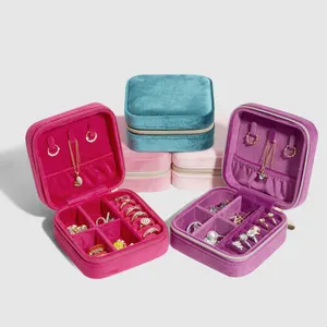 Fashion Portable Mini Travel Jewelry Boxes Women Girls Earrings Ring Necklace Small Jewellery Organizer Storage Case Gift Boxes