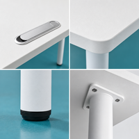 Escritorio de Computadora Moderno Blanco con Orificio para Gestión de Cables, Mesa de Estudio Minimalista para Oficina en Casa, Patas de Metal, Venta al Por Mayor